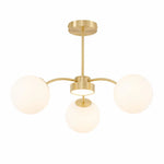 Load image into Gallery viewer, Standard gold 3-light milk glass chandelier