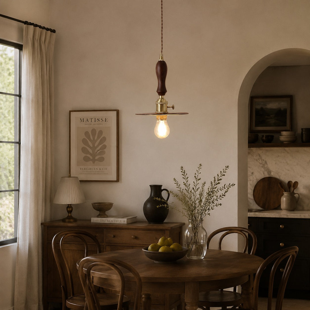 Vintage leather pendant light