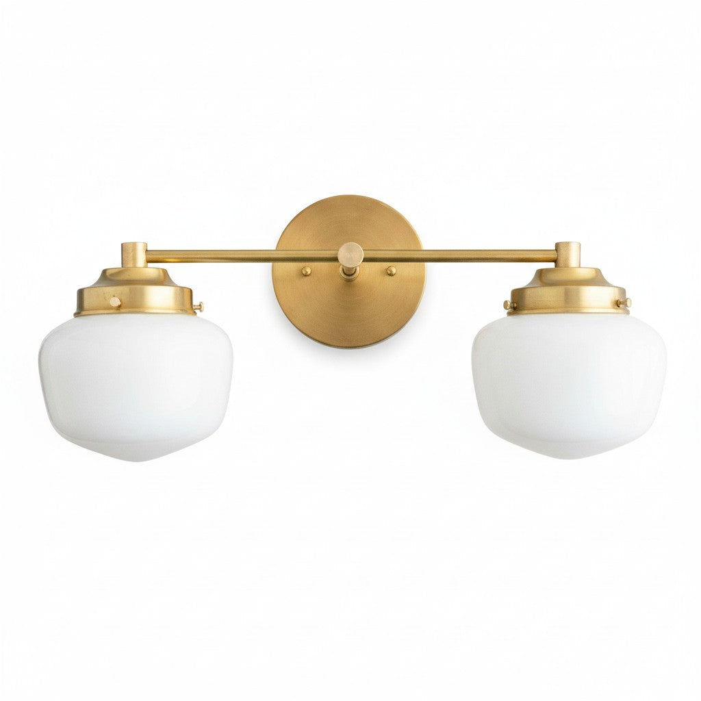 Opalume Glass Art Deco Vanity Light - Bathroom Wall Sconce with White Glass Shades