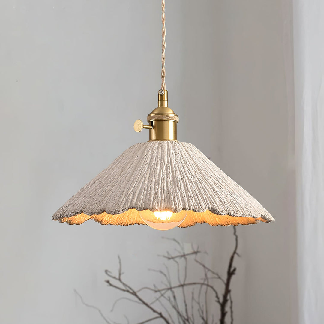 Textured Cement Gold Plug-In Swag Pendant