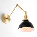 Cargar imagen en el visor de la Galería, Conique Metal Vintage Industrial Swing Arm Wall Lamp - Adjustable Dome Shade for Study
