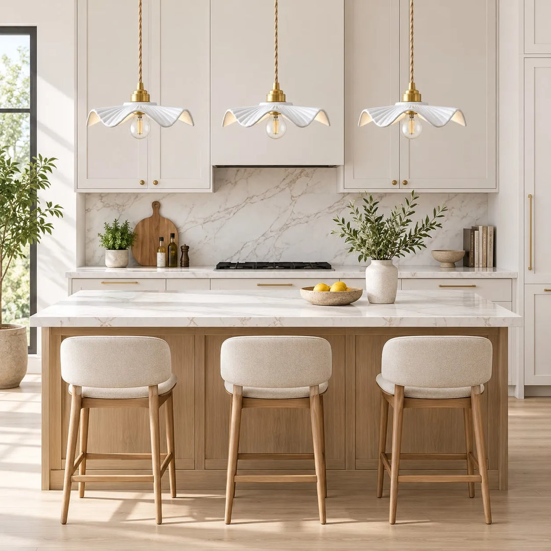 Vintage Ceramic Wave Pendant Lamp