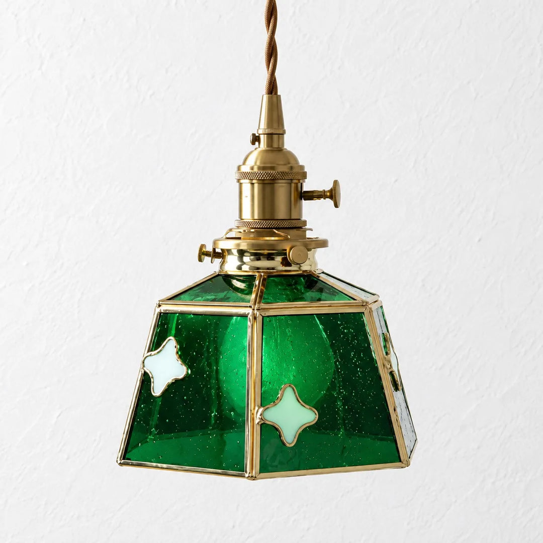 Handmade Stained Glass Bow Pendant Lamp