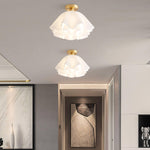 Load image into Gallery viewer, Lustra Pleated Retro Brass Acrylic Ceiling Light