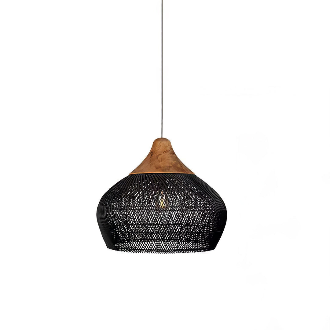 Woven Rattan Wood Plug-In Pendant Light