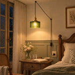 Charger l'image dans la visionneuse de galerie, Chevron Green Glass Plug-In Swag Pendant