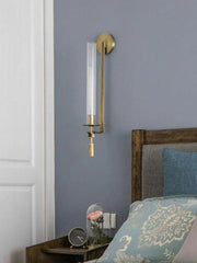 Slim Wall Light with Ribbed Glass and Metallic Modern Frame