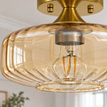 Charger l'image dans la visionneuse de galerie, Close-up of the open glass shade and E26 lamp holder