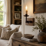 Cargar imagen en el visor de la Galería, Single candle wall sconce mounted beside framed artwork
