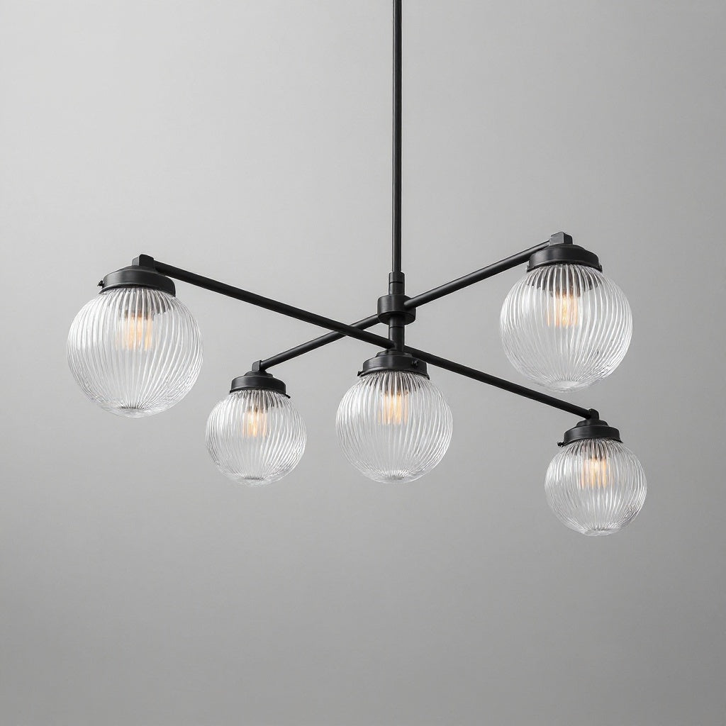Glorica Glass Frosted Glass Globe Chandelier - Brass Modern Lighting for Living Room