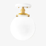 Bild in der Galerieansicht laden, Glorica Glass Mid Century Semi Flush Ceiling Light - White Opal Glass Globe Fixture
