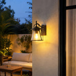 Bild in Gallery-Viewer laden, Black Glass Outdoor Wall Lantern Sconce