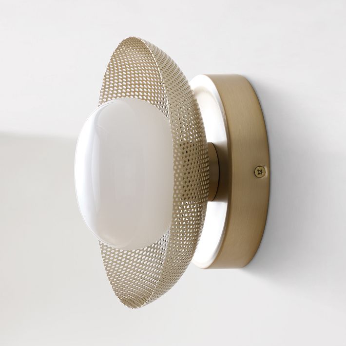 Elorina Bowl Wall Sconce – Elegant Brass And Glass Round Wall Fixture