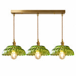 Cargar imagen en el visor de la Galería, Three Large Green Puff-Skirt Pendants, 60 cm Canopy