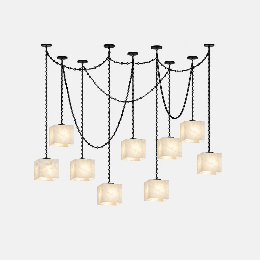 Frosted Alabaster Multi-Light Hardwired Chandelier