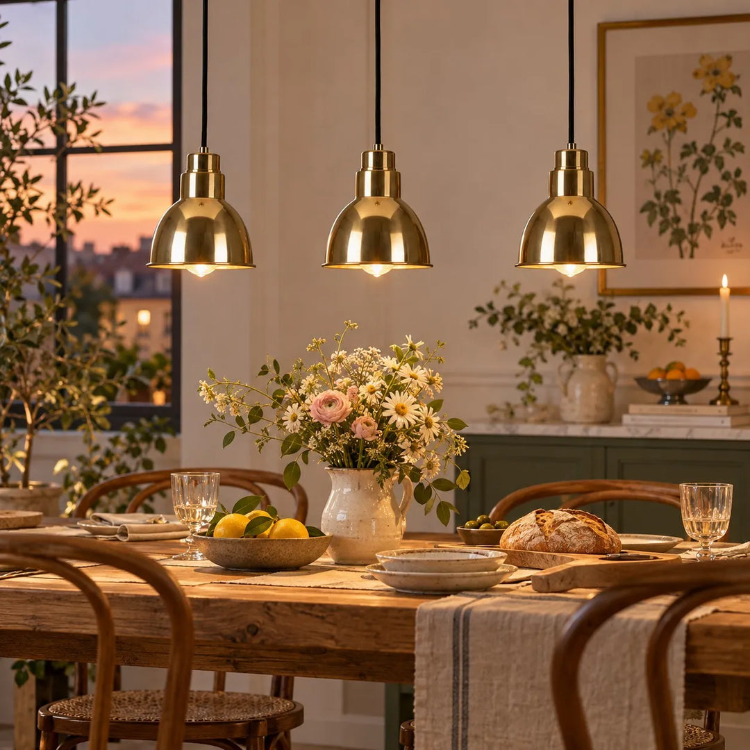 Industrial Brass Adjustable Pendant Lamp