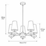 Load image into Gallery viewer, Hour Rho 5-light chandelier dimensions