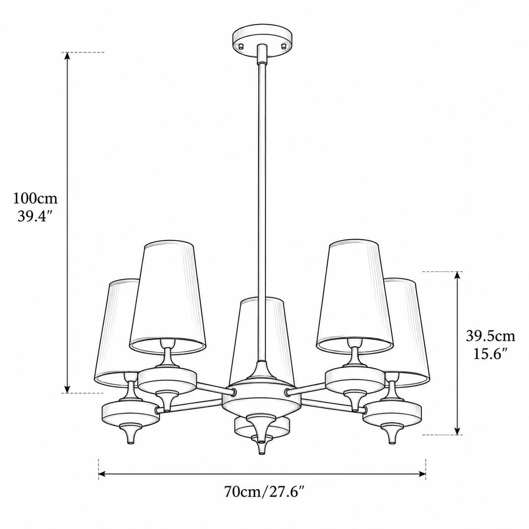 Hour Rho 5-light chandelier dimensions