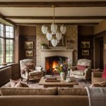 Load image into Gallery viewer, Tierlux Glass Textured Brass Chandelier – Timeless Lighting with Style
