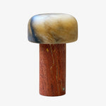 Bild in Gallery-Viewer laden, table lamp with Brown Dolomite shade and Red Travertine base