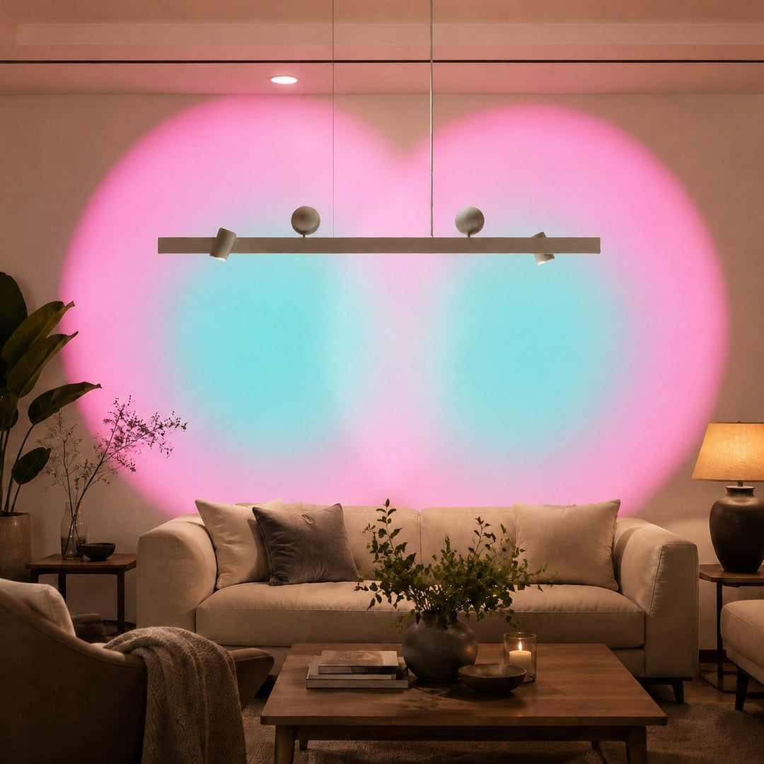Lámpara colgante lineal para comedor con luz de lavado de pared