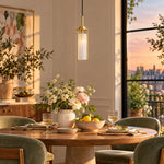 Charger l'image dans la visionneuse de galerie, Brass Rippled Frosted Glass Pendant Light