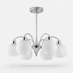 Charger l'image dans la visionneuse de galerie, Chrome 6-light glass globe chandelier
