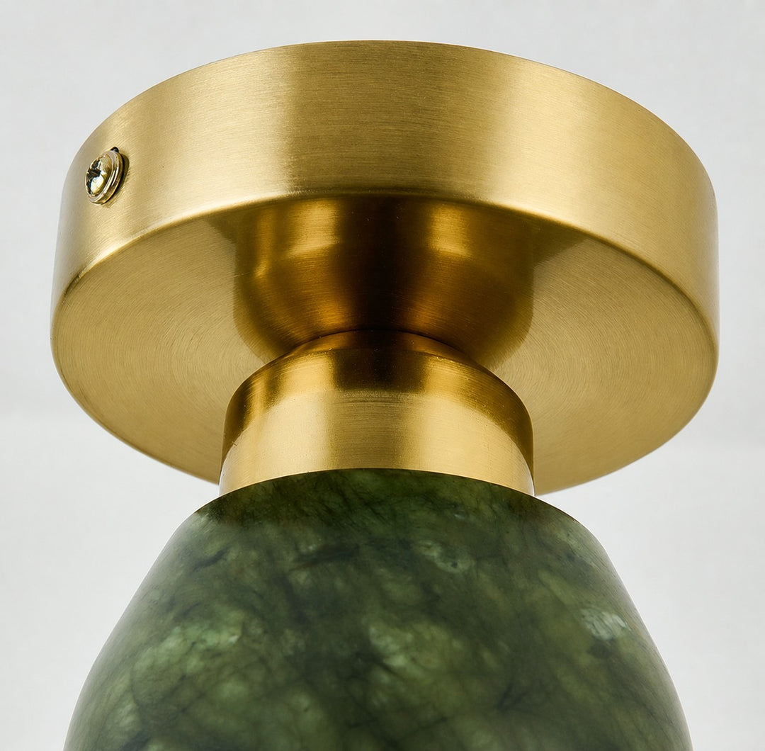 Plafonnier affleurant vert jade et laiton brossé