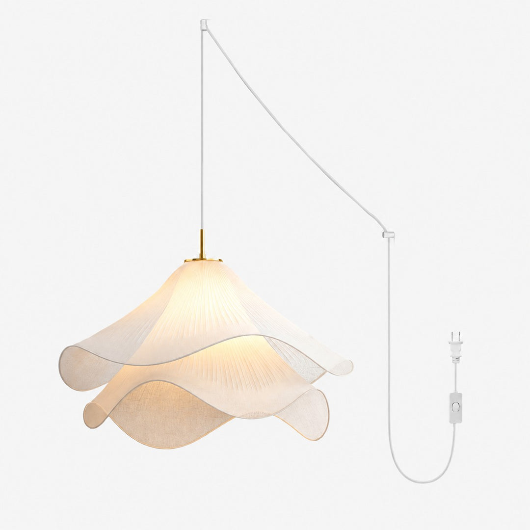 Layered Pleated Fabric Plug-In Pendant Light