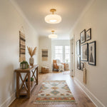 Cargar imagen en el visor de la Galería, Lámpara de Techo de Cristal Bauvia Vintage Bauhaus – Lámpara Artística Moderna con Base de Madera para Sala de Estar N62