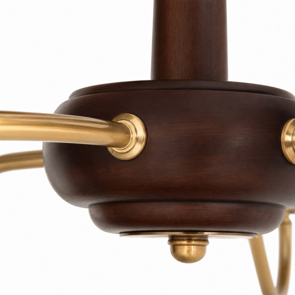 Solmire Rustic Chandelier – Wooden Mental Frame with Fabric Shades for Living Room