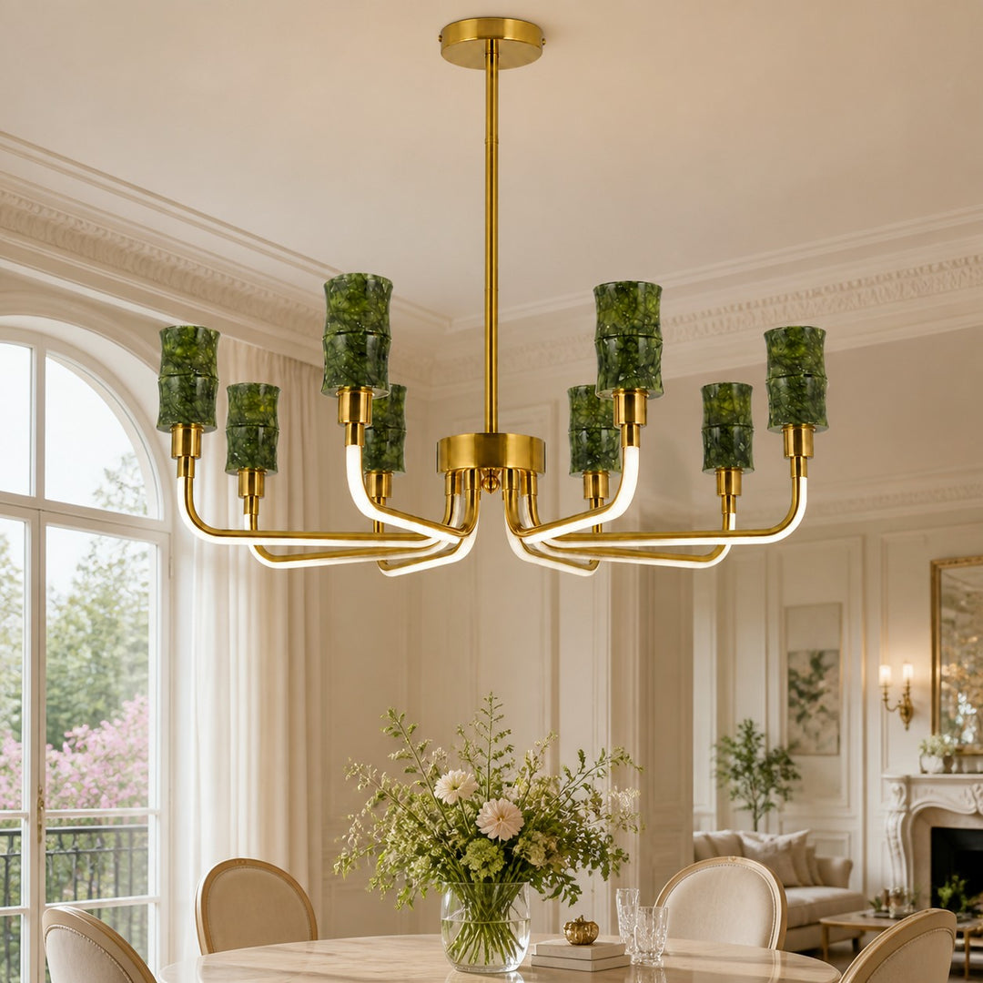 Green Jade Candle-Arm Chandelier