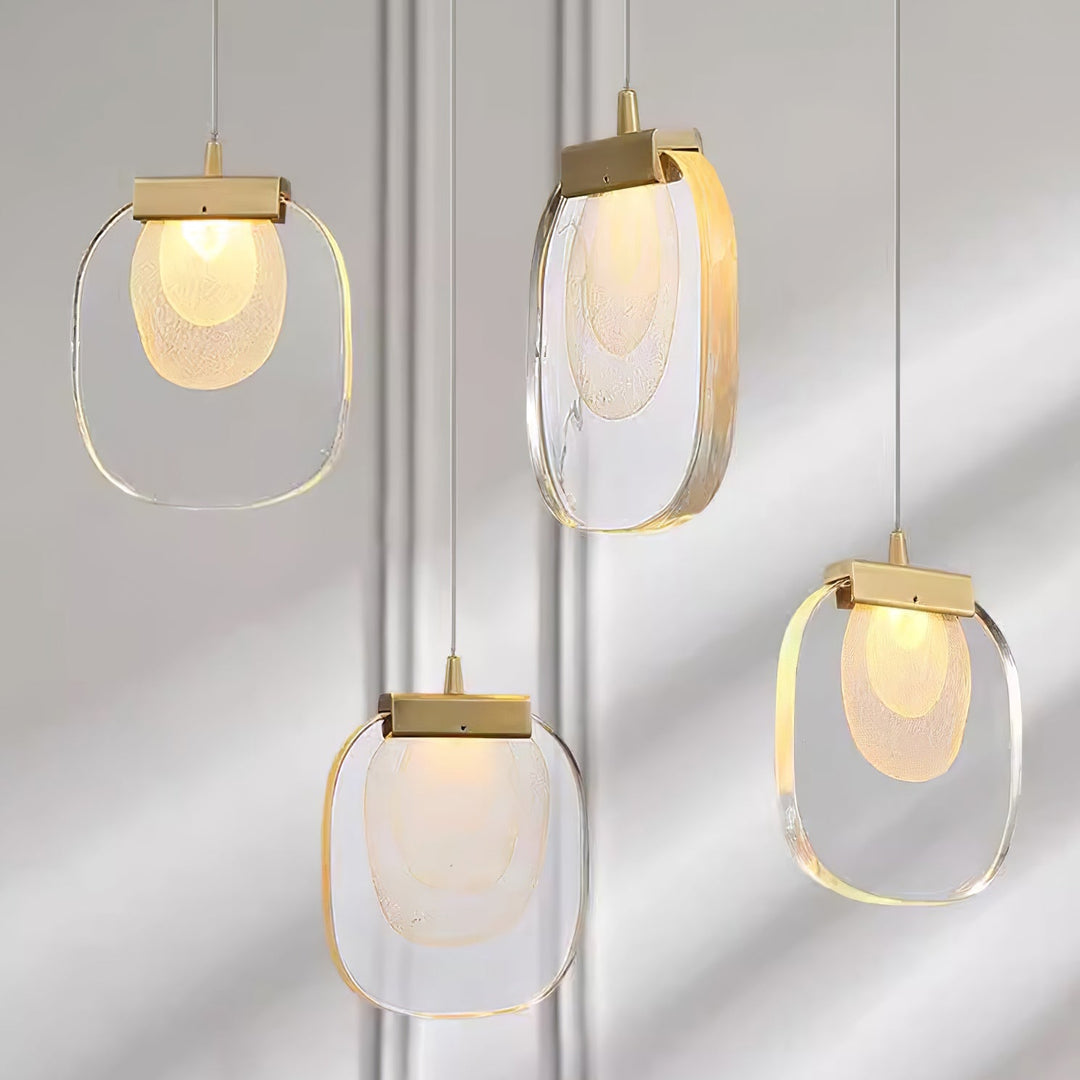 Clear Rippled Glass Plug-In Pendant