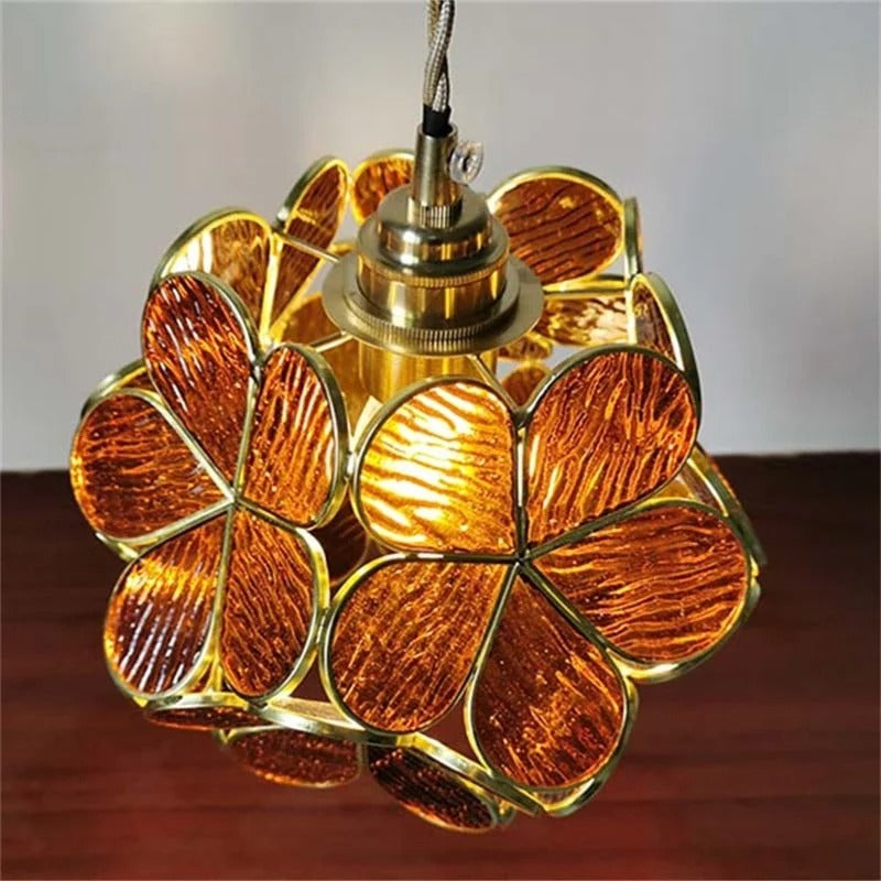 FloriVitre Pendant Light with Petal Silhouette - Vintage Style Lighting for Home Spaces