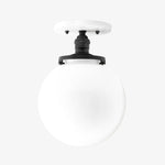 Bild in der Galerieansicht laden, Glorica Glass Mid Century Semi Flush Ceiling Light - White Opal Glass Globe Fixture
