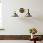 Charger l&#39;image dans la visionneuse de galerie, Conique Metal Industrial Wall Sconce with Dual Cone Shades - Vintage Metal Finish
