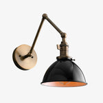 Cargar imagen en el visor de la Galería, Conique Metal Vintage Industrial Swing Arm Wall Lamp - Adjustable Dome Shade for Study
