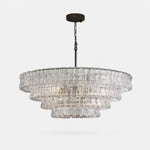 Cargar imagen en el visor de la Galería, French vintage ripple glass chandelier with smoked glass