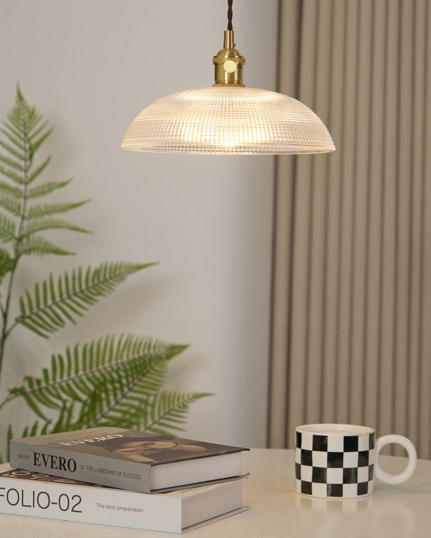 Polished Brass Domed Glass Plug-In Pendant