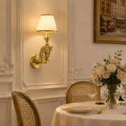 Horse wall lamp in an elegant dining room