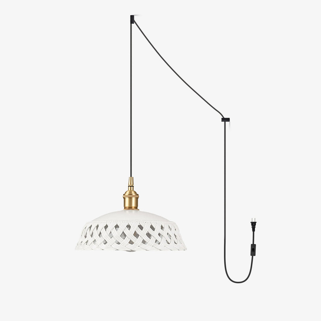 Woven Ceramic Brass Swag Pendant Light