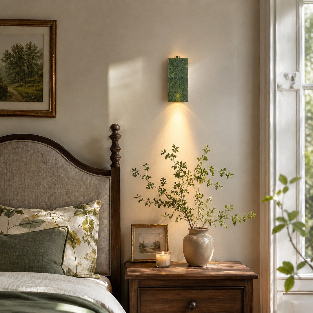 Natural Green Jade Stone Wall Sconce