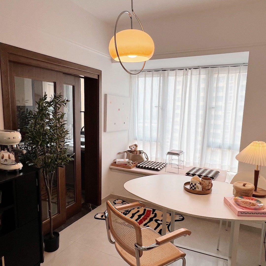 Rounded Glass Chrome Swag Pendant Light