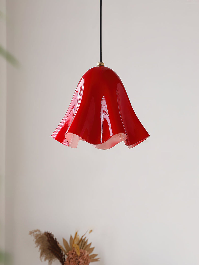 Undulating Glass Flower Plug-In Swag Pendant