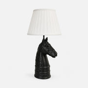 Black pleated shade horse head table lamp