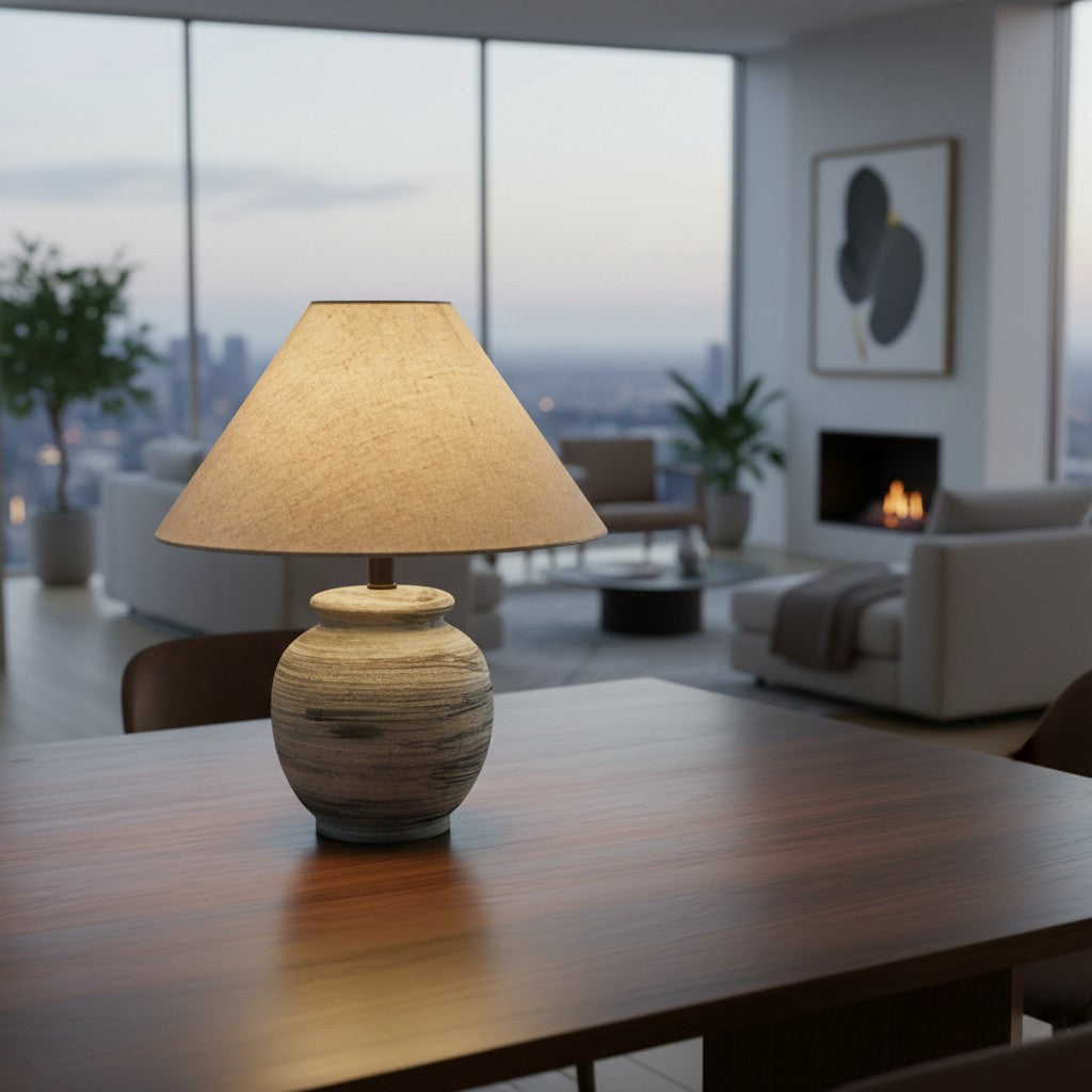 Lampe de table minimaliste en métal et céramique Ceravine - Design nordique pour chevet et salon