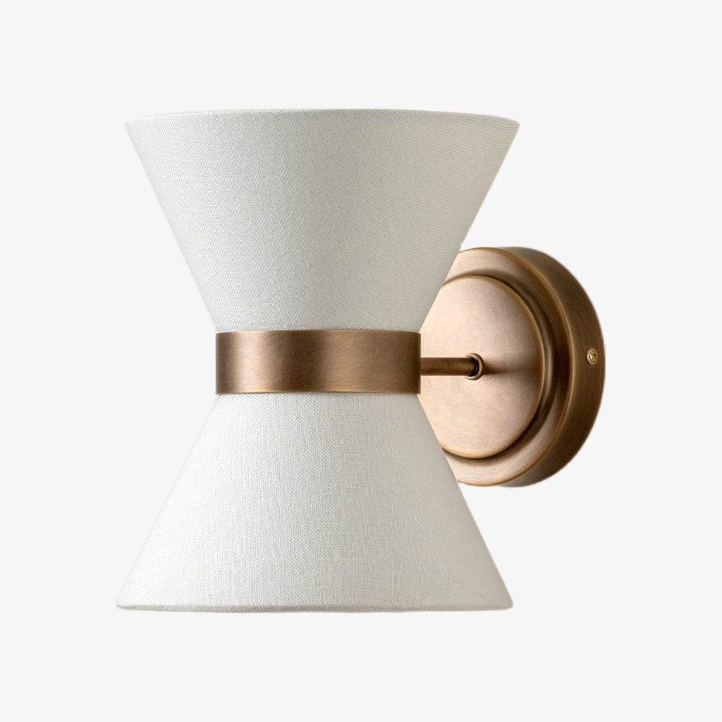 Ankora Bow-Tie Linen Shade Wall Light with Aged Brass Finish for Hallway and Bedroom