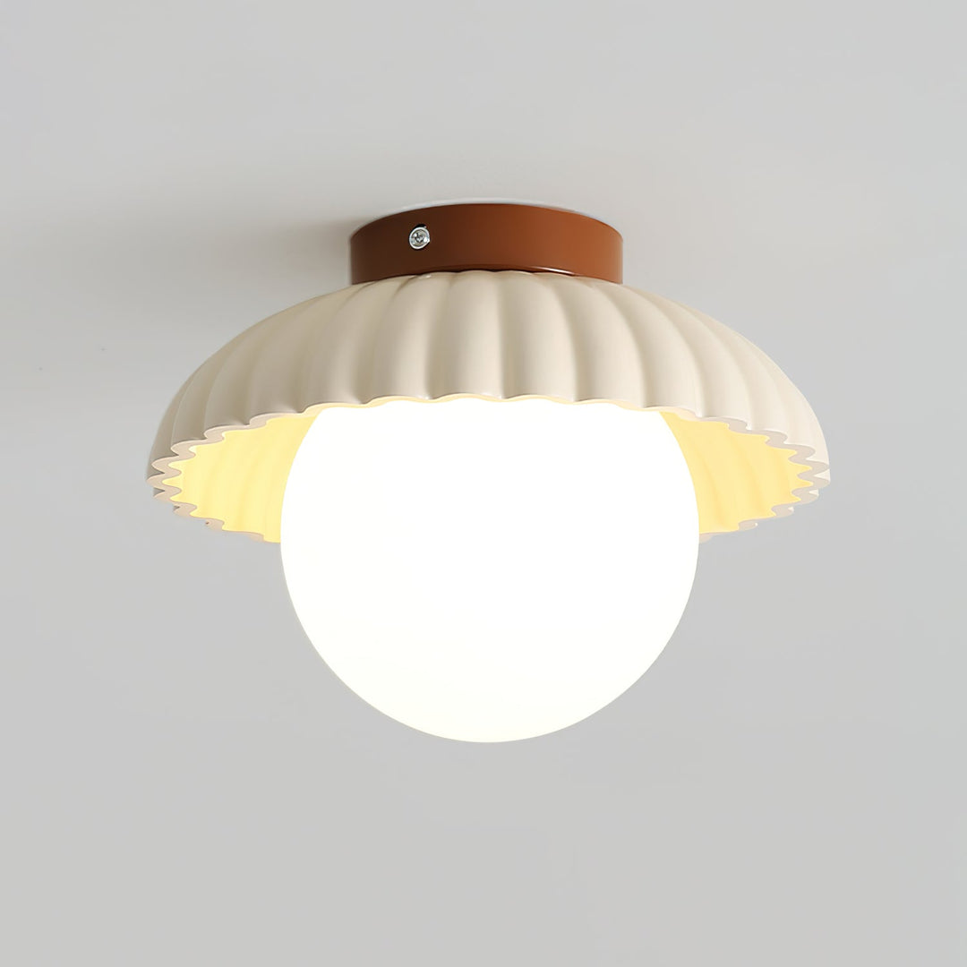 Plafonnier élégant de style Alien Cream en métal beige et verre