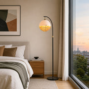 Afterglow Sunset Curved Floor Lamp - Vintage Glass Shade for Bedroom
