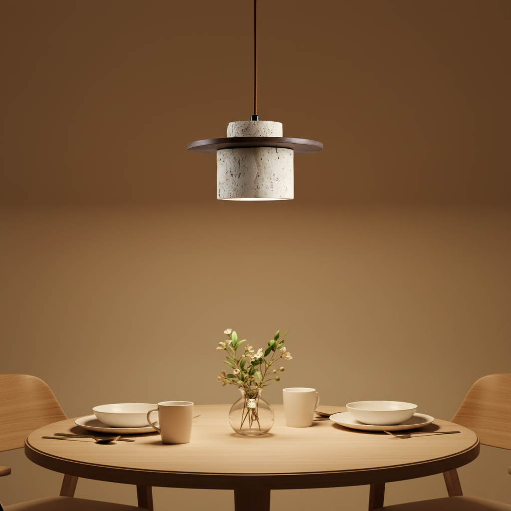 Lámpara colgante vintage de travertino estilo japonés